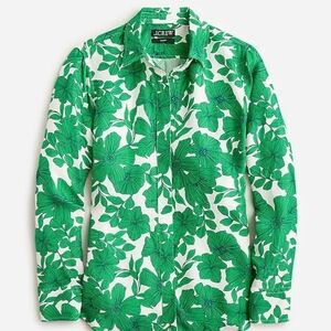 J. CREW Classic-fit cupro-blend shirt in greenhouse floral print, Sz 8